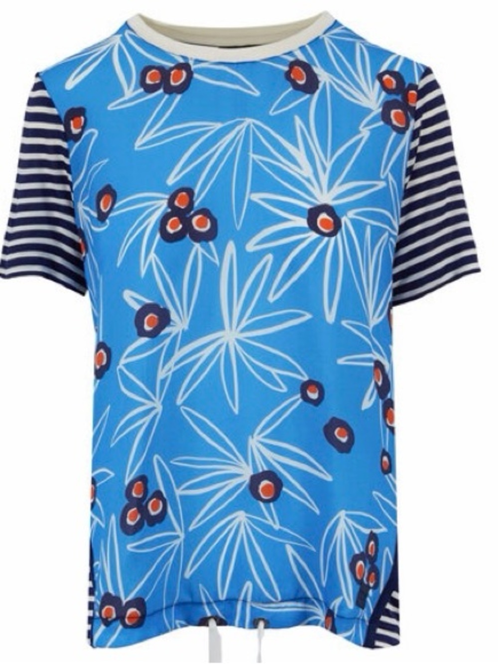 BOGNER Finna Navy & Orange Floral Short Sleeve Top - Size Small